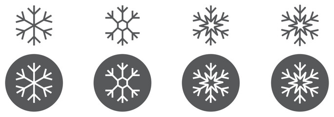 Snowflake icon set. Freezer control, freezing, automatic refrigeration, air conditioning. Vector illustration