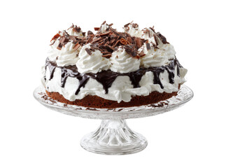 Delicious chocolate cake with whipped cream and chocolate shavings, Isolated On Transparent Background