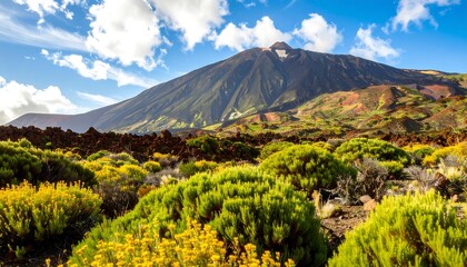 Fototapeta premium Volcanic landscape under a vibrant sky