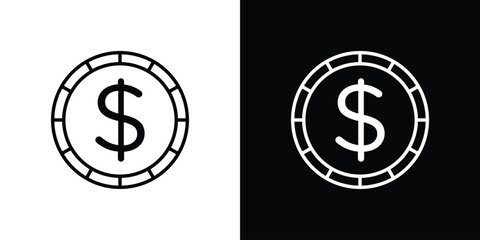 Coin icon design template with outline style