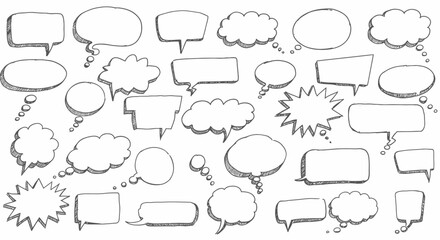 Collection of Hand Drawn Speech Bubbles and Thought Clouds for Creative Communication and Expression Ideas