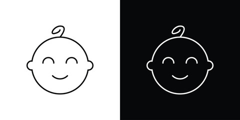 Child head icon design template with outline style