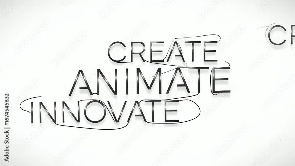 Poster create animate innovate - dynamic animated typography.
