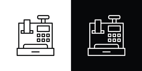 Cash register icon design template with outline style
