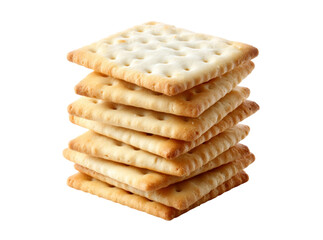 A stack of crispy golden brown crackers isolated on black, Isolated On Transparent Background