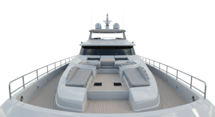 Luxury White Yacht Deck with Seating Areas