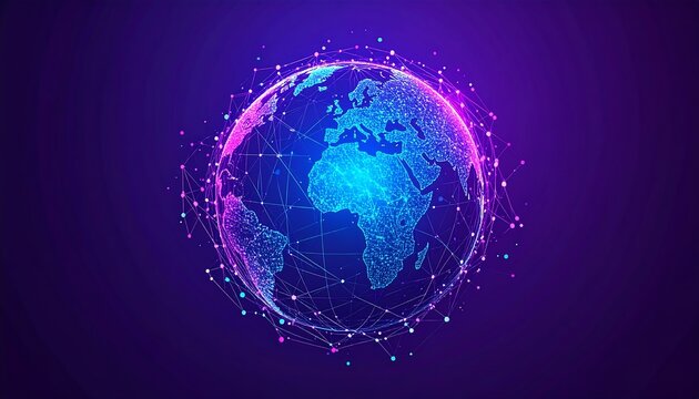 Abstract globe, wireframe, digital art