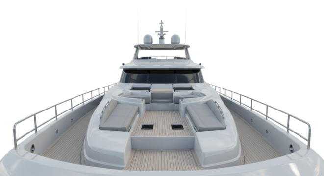 Luxury White Yacht Deck with Seating Areas - Powered by Adobe