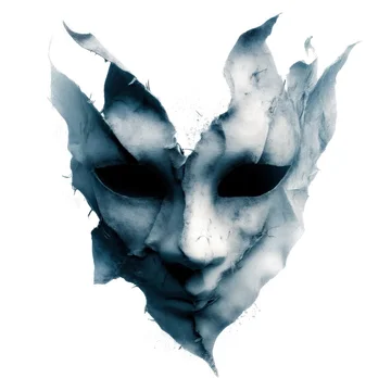 Creepy gothic ghost mask with distressed tattered fabric look on white background