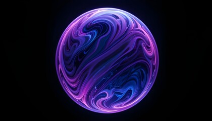 Glowing vibrant particle 3d sphere in the Universe. Abstract technology, science, engineering, and artificial intelligence background. Wave energy orb. Virtual assistant concept