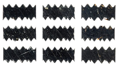 Set Of Black Crosshatch Textures With Scratches Isolated On White Background