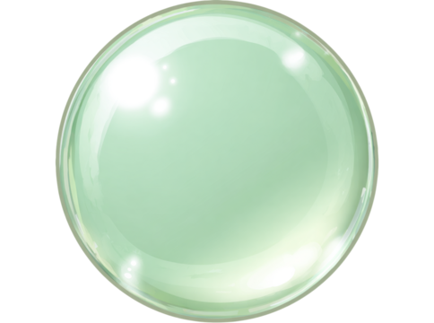 Shiny pale green orb glass sphere bubble ball, Isolated On Transparent Background