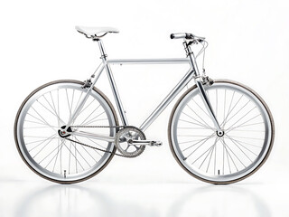 Obraz premium Classic silver fixed gear bicycle on a white background