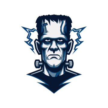 Minimalist Halloween design with isolated Frankenstein neck bolts on transparent background