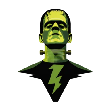 Simple spooky design showing Frankenstein style neck bolts on transparent background