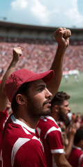 Fototapeta premium Exciting soccer match celebration stadium sports event fans joy