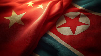 Diplomatic tensions between china and north korea geopolitical landscape flags close-up international relations