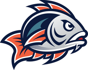 Bold outline tilapia head mascot logo vector illustration scalable graphic design
