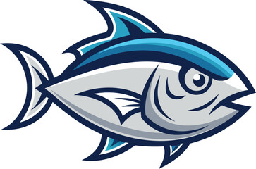 Bold outline trevally fish mascot logo vector illustration scalable fish head graphic