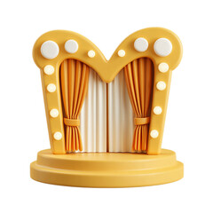 3d theater icon isolated on a transparent background, 3d theater stage sticker clipart