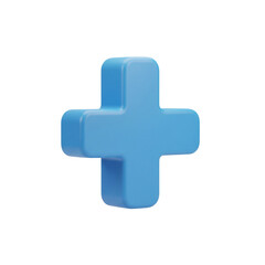 Blue 3D plus sign on a gray background