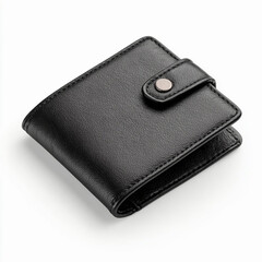 Stylish black purse or wallet isolated on a white background
