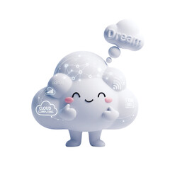 Cute cloud character thinking about a dream