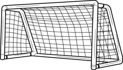 Soccer goal with net, football goalpost frame, empty soccer goal, sports equipment, outdoor soccer field, soccer goalpost netting, football goal area © Obaidul Vector Zoon