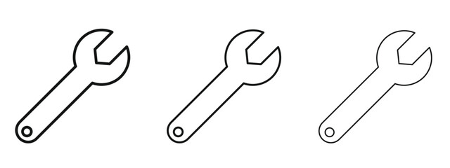 Wrench icon in linear versions. Editable line