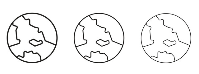World icon in linear versions. Editable line