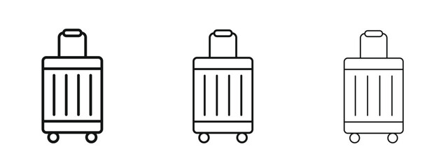 Suitcase icon in linear versions. Editable line