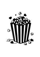 Popcorn Box Illustration with Popped Kernels