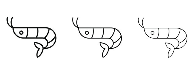 Shrimp icon in linear versions. Editable line