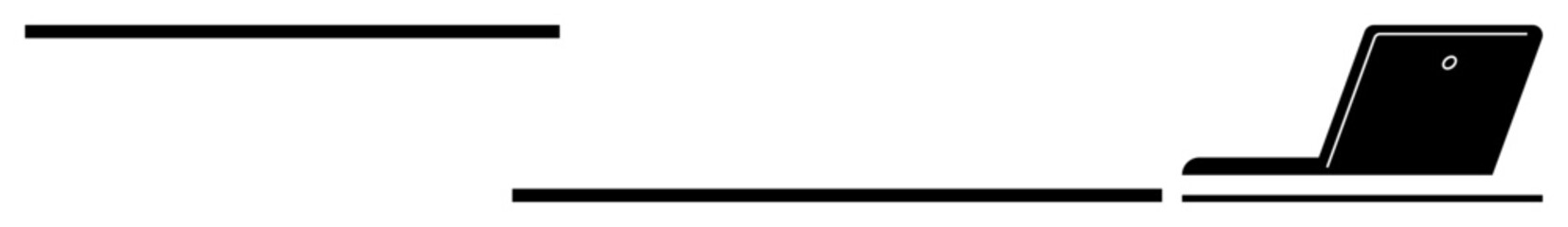 Laptop on a flat surface with horizontal lines, symbolizing technology, communication, work, focus, minimalism, innovation, and efficiency. Ideal for digital trends productivity themes simple flat