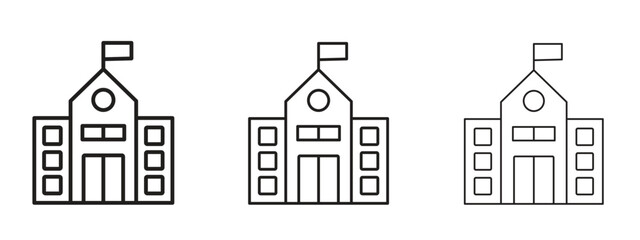 school icon in linear versions. Editable line