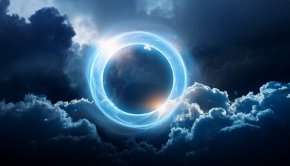 abstract energy ring in dark clouds