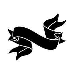 Fototapeta premium Vector art of vintage black ribbon banner scroll for decoration and design element with classic curl shape