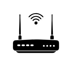 Vector art of wireless router icon with antenna and signal for connecting to the internet and creating a local network