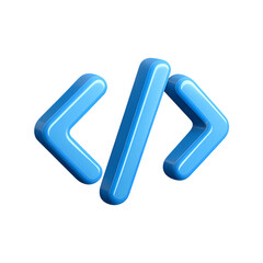 3D Illustration of Code Symbol Represents Programming Language for Development Purposes Creative High Resolution Artwork on Transparent Background