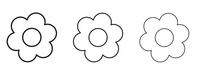 Flower icon in linear versions. Editable line