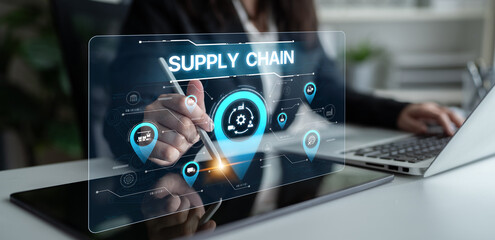 Supply chain processes with data-driven logistics, transportation, and distribution. enhances operations. Supply chain improves efficiency. Supply chain integrates logistics and delivery. Spline