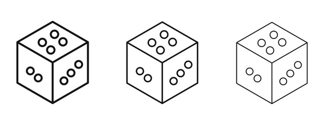 Dice icon in linear versions. Editable line