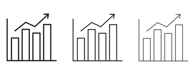 Chart histogram icon in linear versions. Editable line