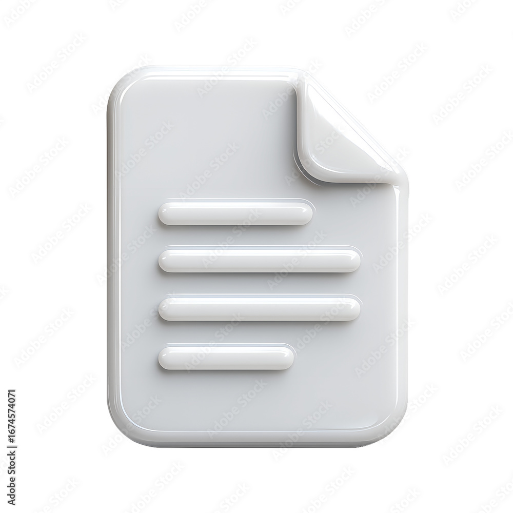 Poster clean 3d render of a document icon illustrating information management and data organization on a tr