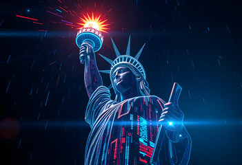Future of Liberty: Statue from Binary Rain