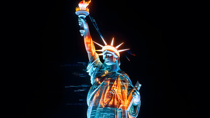 Future of Liberty: Statue from Binary Rain