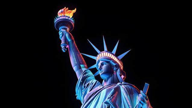 Future of Liberty: Statue from Binary Rain