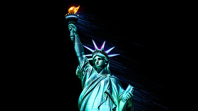 Future of Liberty: Statue from Binary Rain