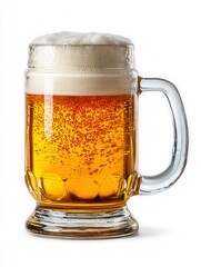 Refreshing Golden Beer in a Glass Mug With Frothy Head Served on a Table
