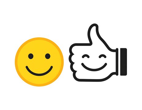 Positive feedback icons, smiley face and thumbs up